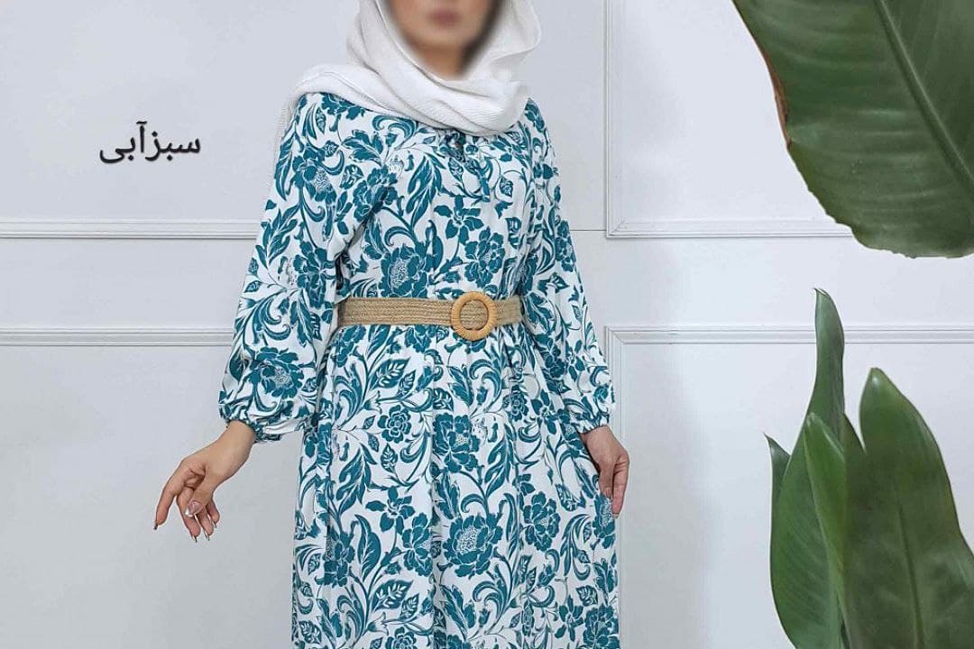 پیراهن ساحلی نخی طرح فلور/کد2171