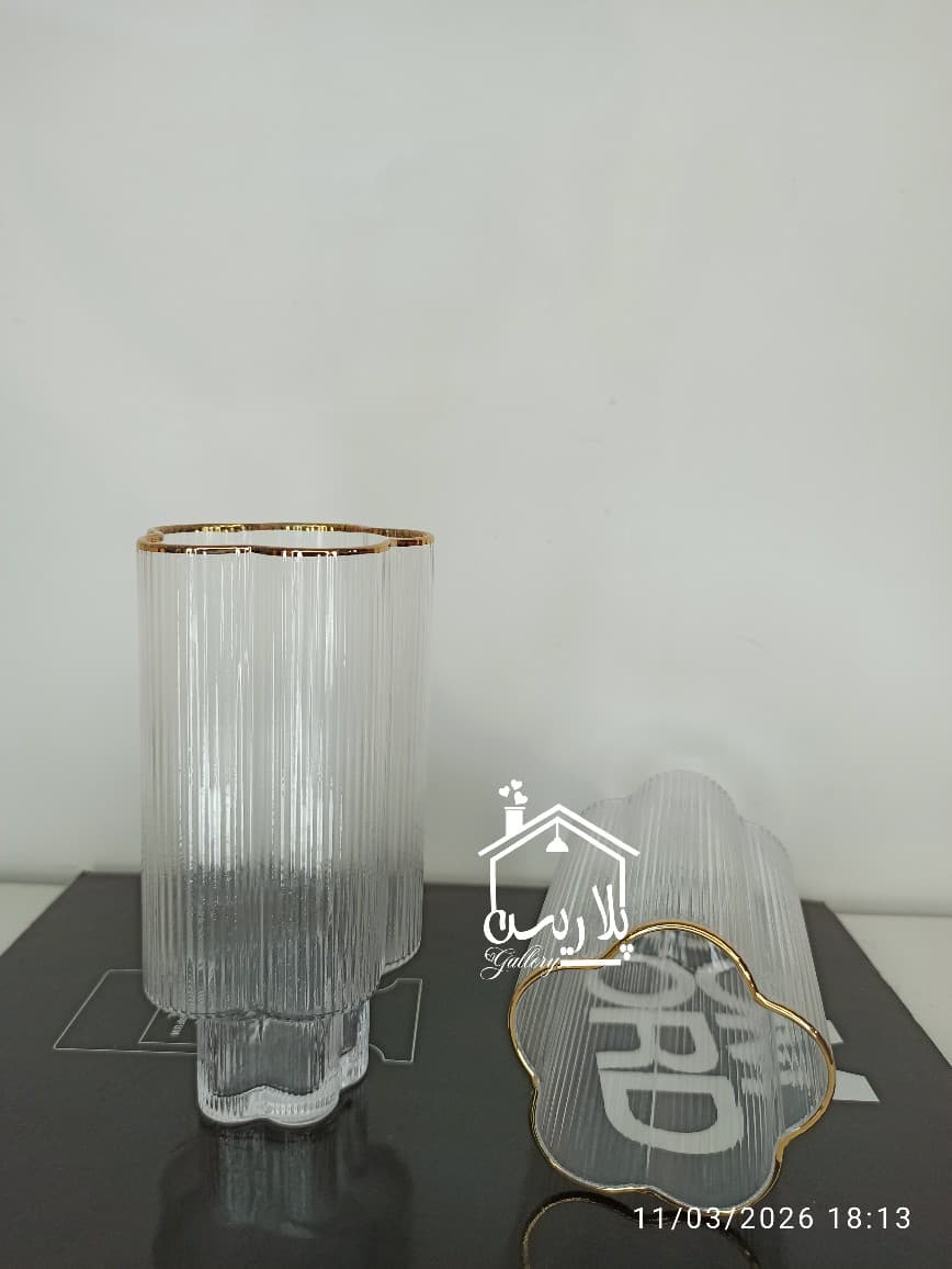 ست لیوان طرح فلاور شیار لب طلا 41216 — تصویر ۳