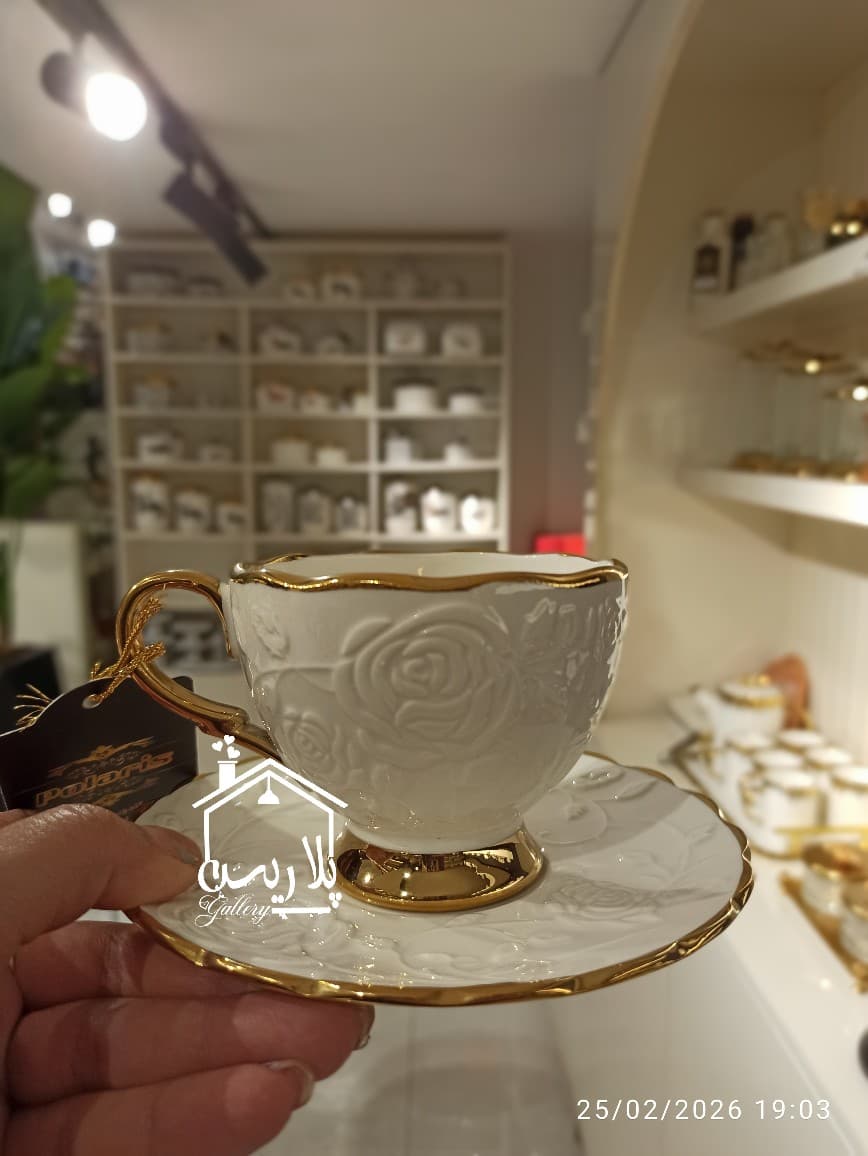 ست فنجان چایخوری سرامیکی طرح رز 41195