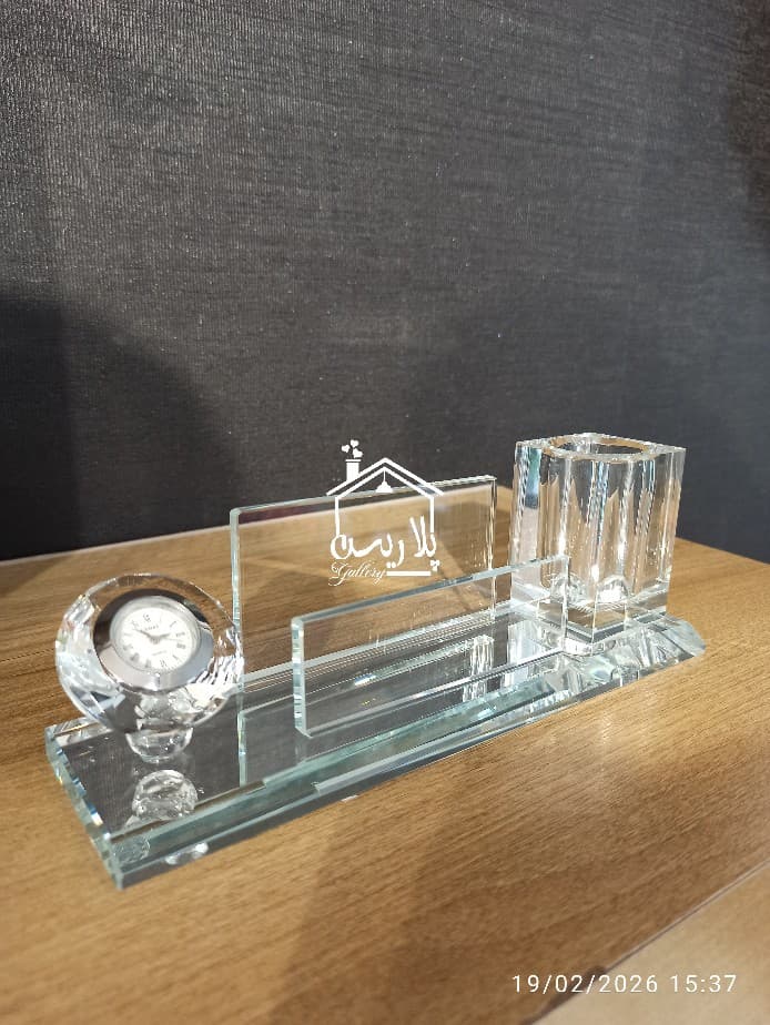 جاقلم رومیزی کریستال ساعت دار19103 19103