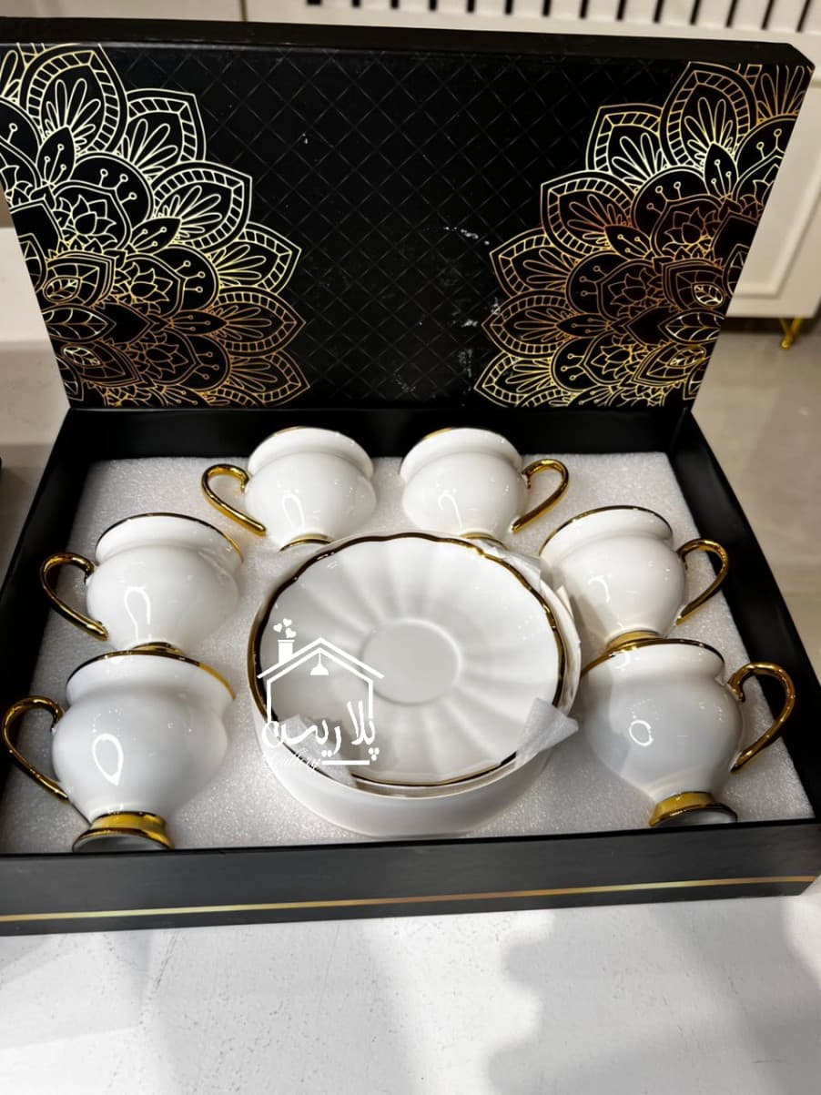 ست فنجان قهوه خوری پایه دار صدفی 41186 — تصویر ۳