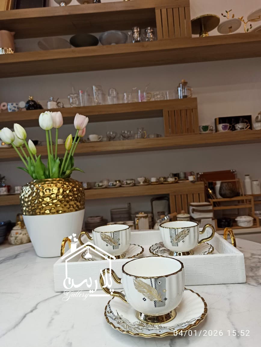 ست فنجان نعلبکی چایخوری بن چاینا(پر طلایی) 41182