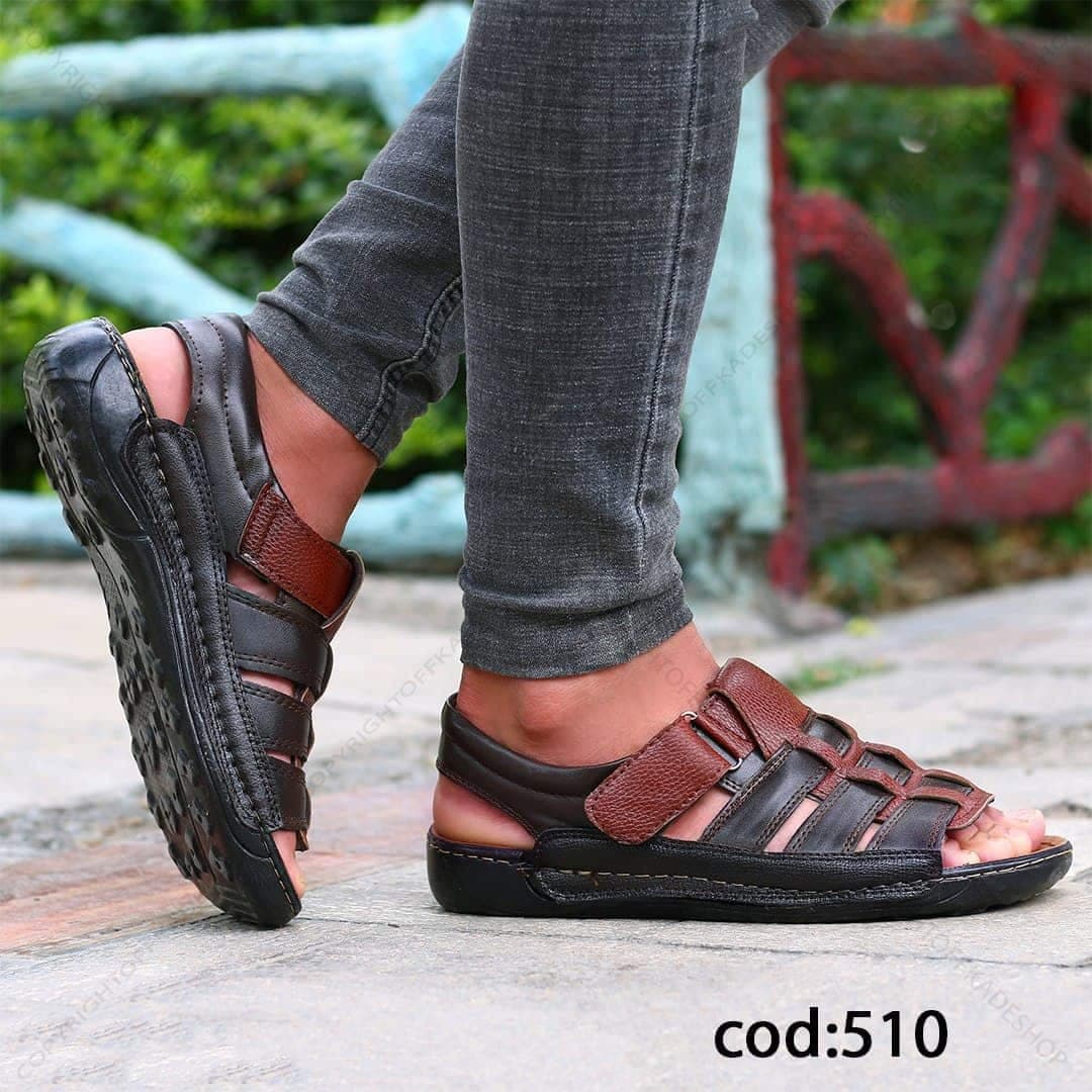 صندل مردانه قهوه ای- مشکی – کد 510 — تصویر ۲