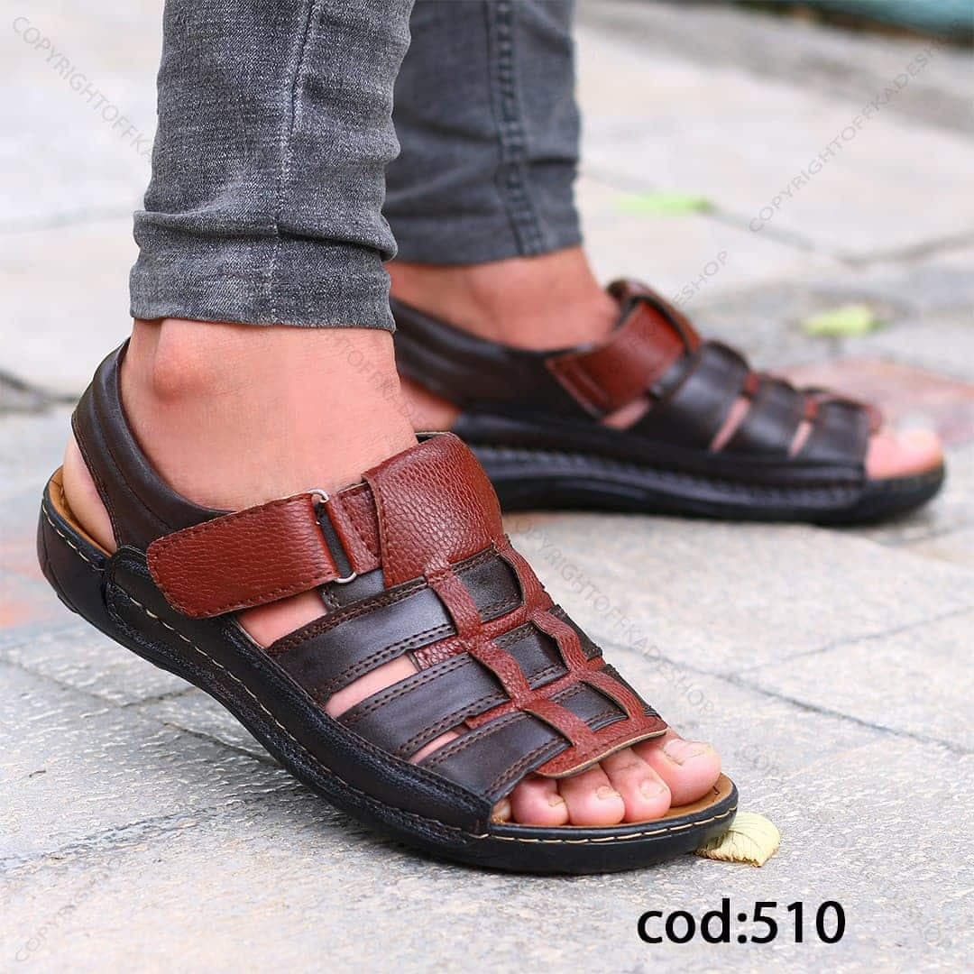 صندل مردانه قهوه ای- مشکی – کد 510 — تصویر ۳