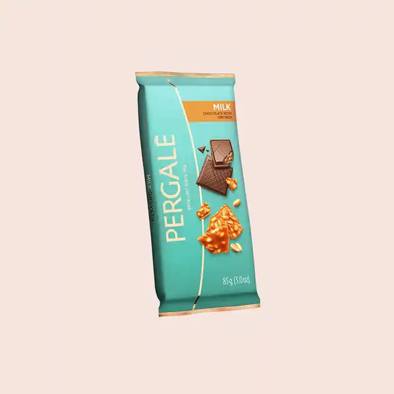شکلات تخته‌ای پرگاله آجیل برشته شده ۱۰۰ گرمی