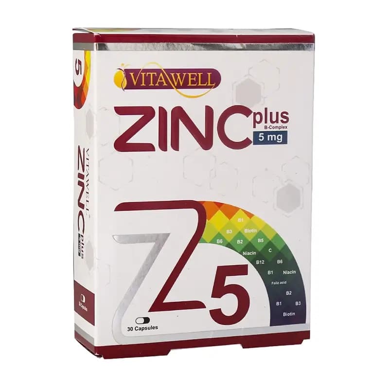 کپسول زینک پلاس 5 میلی گرم ویتاول بسته 30 عددی