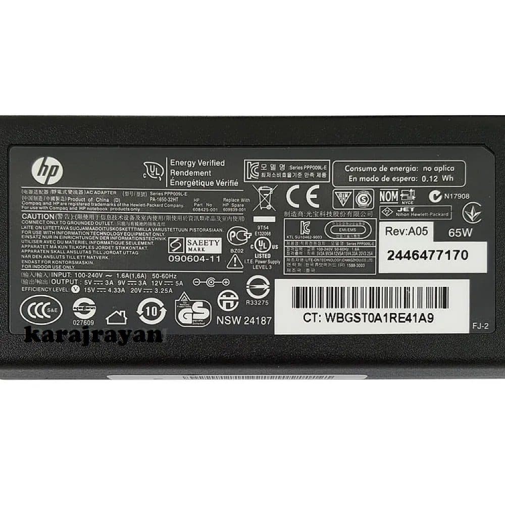 آداپتور تبلت-موبایل-لپ تاپ اچ پی 20V 3.25A_15V 4A_12V 5A_9V 3A_5V 3A Type C — تصویر ۲