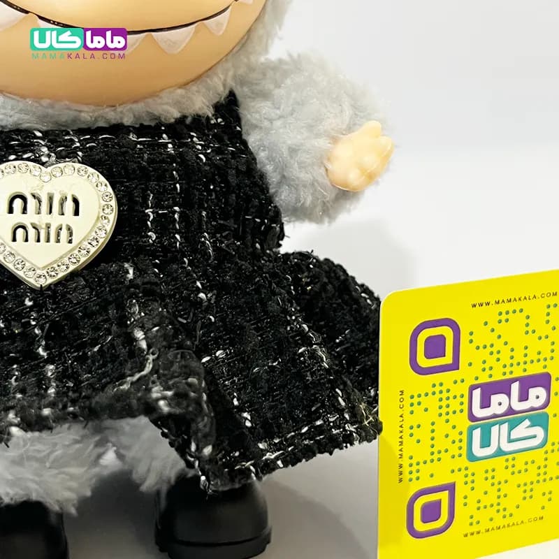 عروسک لبوبو لباسدار طوسی مدل ماکارون (کد 03) — تصویر ۶