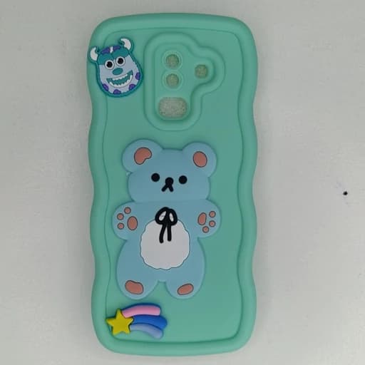 گارد گوشی A6 plus طرح عروسکی برجسته فانتزی مدل خرس رنگ سبز قاب و کاور