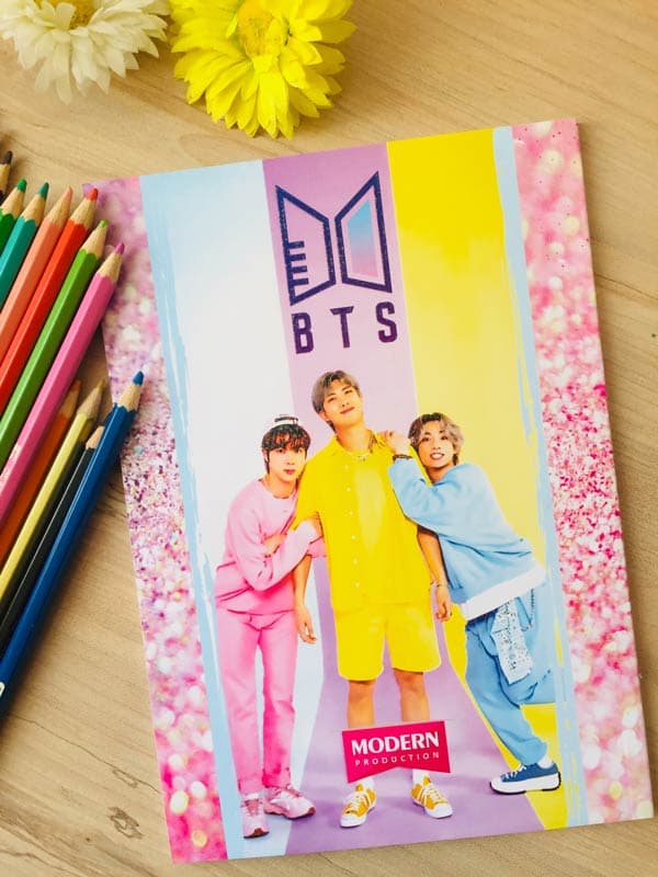 دفتر نقاشی فانتزی طرح بی تی اس BTS جلد برجسته اکلیلی