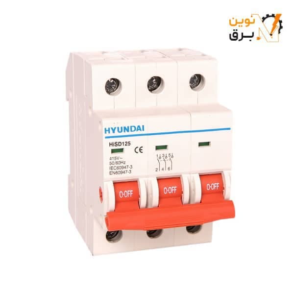 کليد مینیاتوری خشک سه پل 100 آمپر هیوندای الکتریک مدل HSD125
