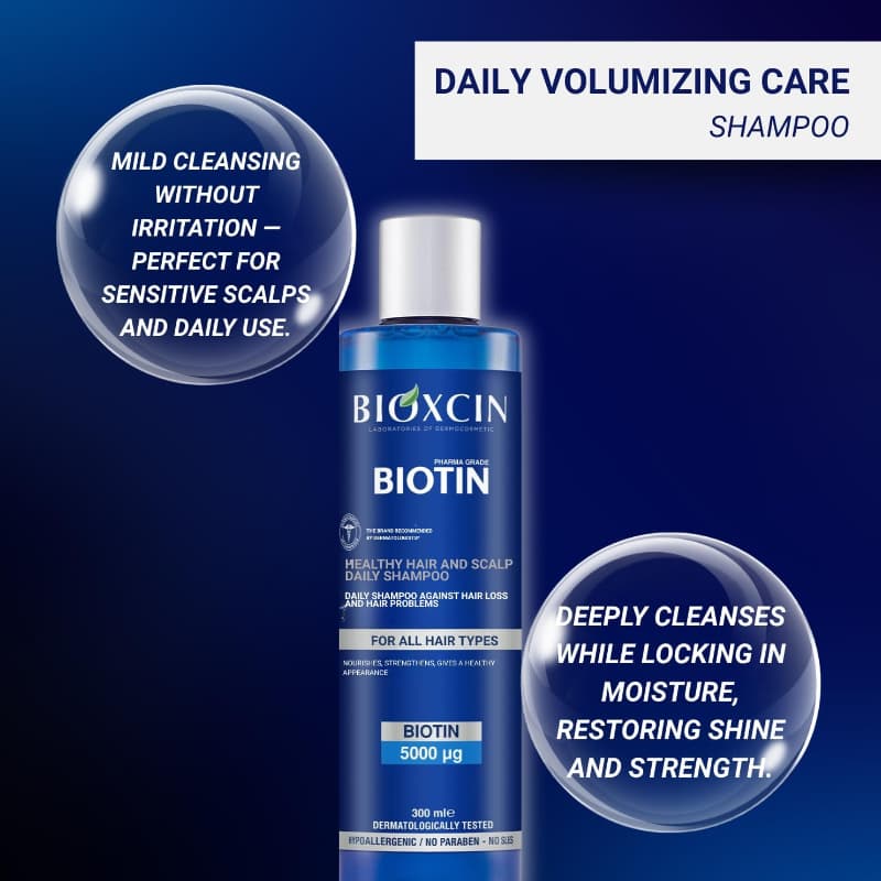 شامپو ضد ریزش مو بیوکسین مدل بیوتین | Bioxcin Biotin Shampoo حجم 300 میل — تصویر ۳