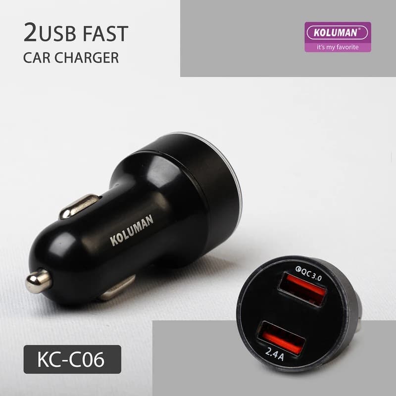 شارژر فندکی کلومن مدل KC-C06 به همراه کابل میکرو — تصویر ۳