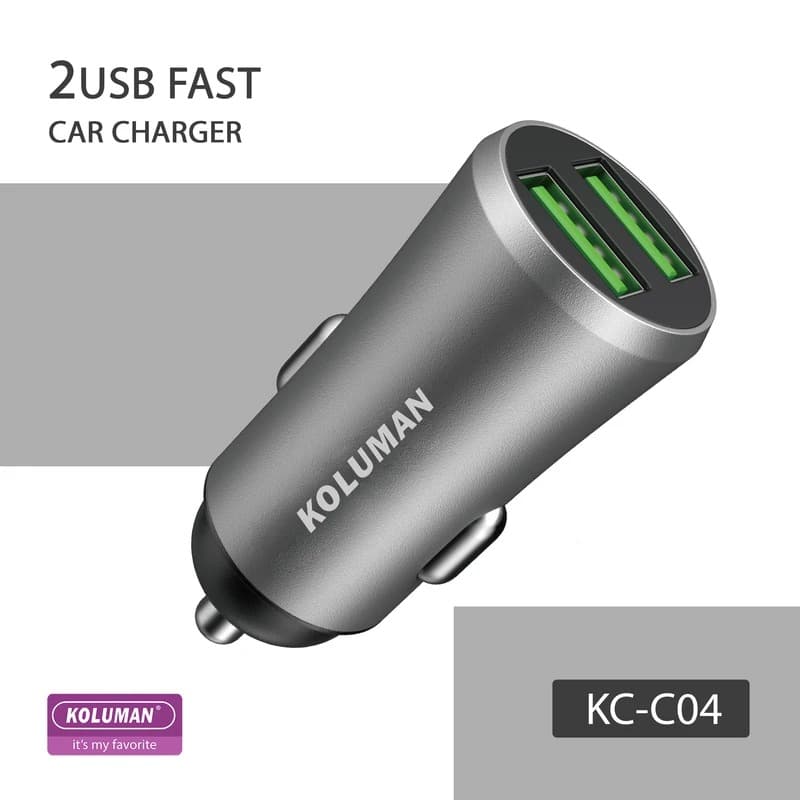 شارژر فندکی کلومن مدل KC-C04 به همراه کابل میکرو — تصویر ۳
