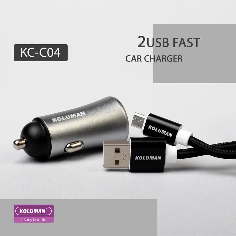 شارژر فندکی کلومن مدل KC-C04 به همراه کابل میکرو — تصویر ۴