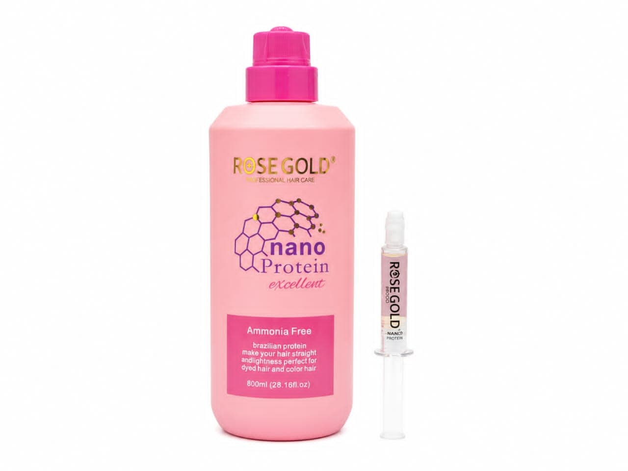 نانو پروتئین ویال دار برند رزگلد rose gold nano protein حجم ۸۰۰ میلی لیتر rose gold protein ۸۰۰ ml