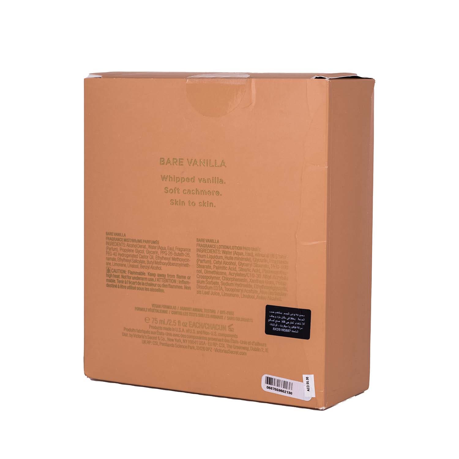 ست هدیه ویکتوریا سکرت Bare vanilla ( بادی میست 75 میل + لوسیون بدن 75 میل ) — تصویر ۳