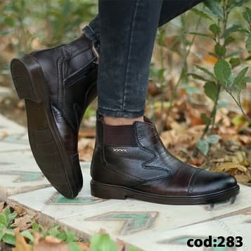 نیم بوت چرم قهوه ای مردانه – کد 283 — تصویر ۳
