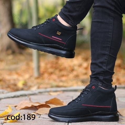 نیم بوت مشکی قرمز CAT – کد hf189 — تصویر ۳