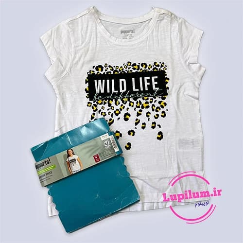 ست تیشرت سفید پلنگی wild life