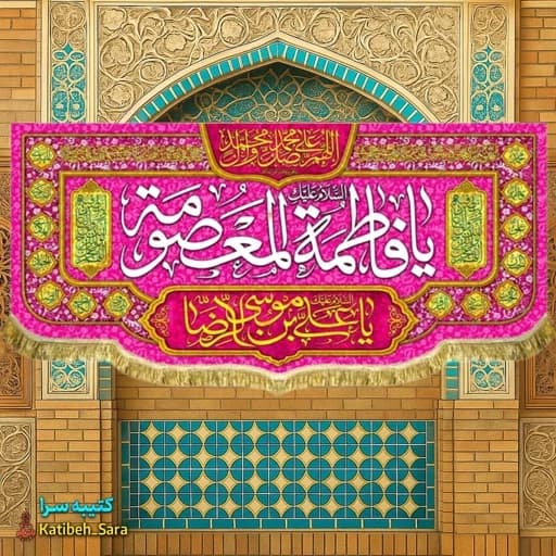 کتیبه مخمل دکوری ولادت یا فاطمه معصومه(س)