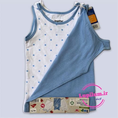رکابی بچه گانه 3x سفید آبی هشت پا — تصویر ۲