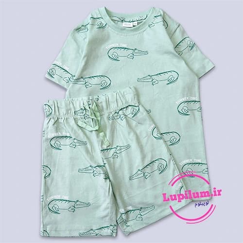 تیشرت شلوارک سبز کروکودیل summer time