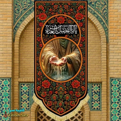 کتیبه مخمل آویز نقاشی شهادت حضرت عباس(ع)