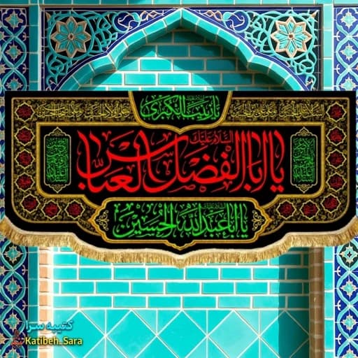 کتیبه مخمل پشت منبری شهادت حضرت ابوالفضل (ع)