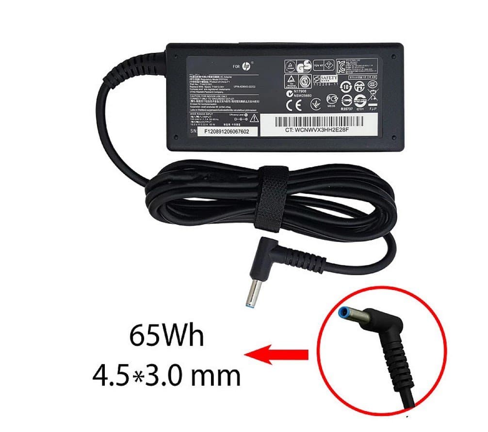 آداپتور لپ تاپ اچ پی HP 19.5V 3.3A سرفیش آبی با شارژ پایدار