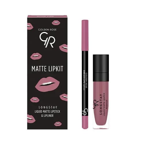 كيت رژلب مايع و مداد لب مات گلدن رز Blush Pink
