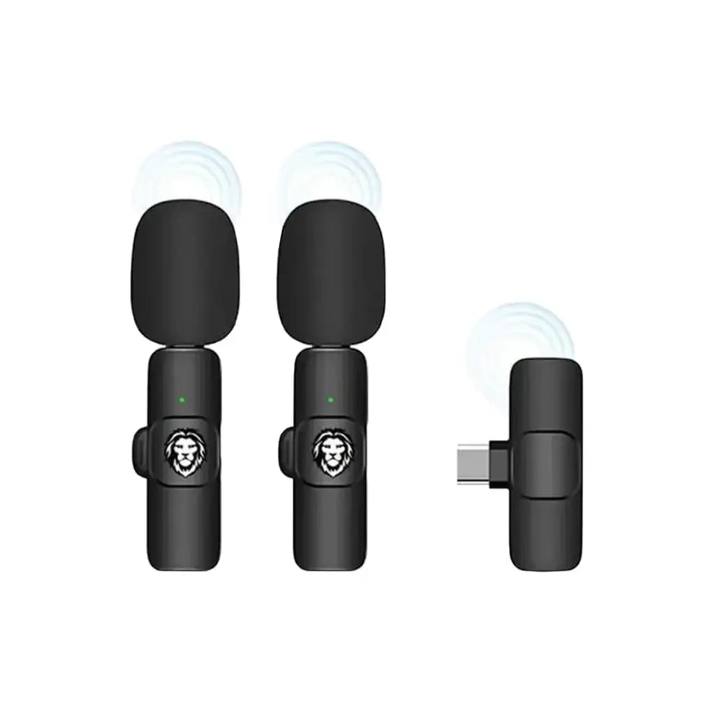 میکروفون یقه ای بی‌سیم گرین لاین 3 در 1 | اتصال Type-C، Lightning و USB، باتری 120mAh، صدای شفاف و حرفه‌ای