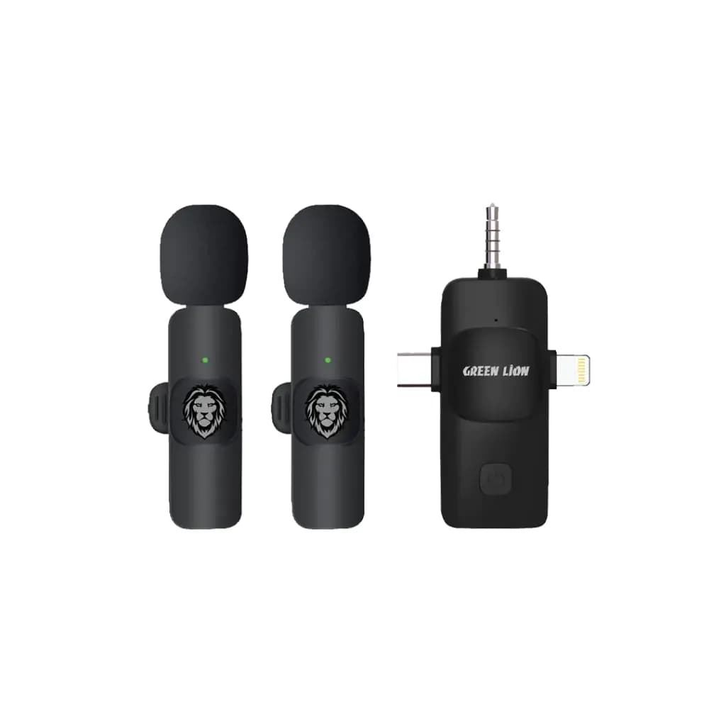 میکروفون یقه ای بیسیم گرین لاین 3 در 1 | اتصال Type-C، Lightning و AUX، صدای شفاف، طراحی سبک و حرفهای — تصویر ۲