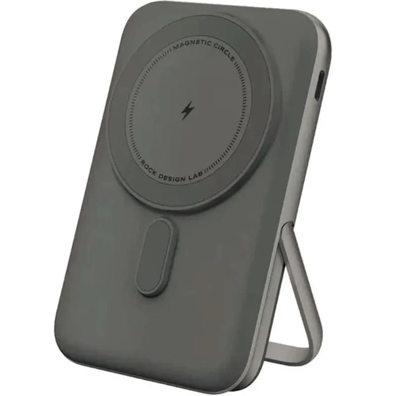 پاوربانک مگنتی راک Rock P30P | ظرفیت 10000mAh، شارژ سریع PD 30W، شارژ بی‌سیم 15W، پایه استند تاشو — تصویر ۳
