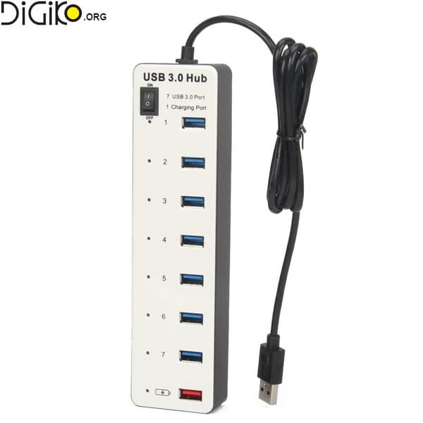 هاب USB 3.0 هفت پورت به همراه پورت شارژر موبایل