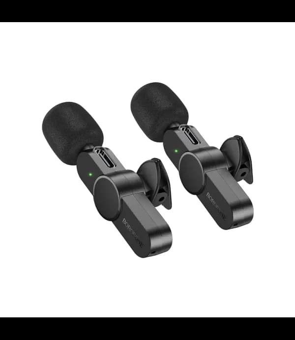 میکروفون یقه‌ای بی‌سیم Borofone BFK12 | اتصال Lightning و Type-C، باتری 70mAh، صدای شفاف و بدون نویز