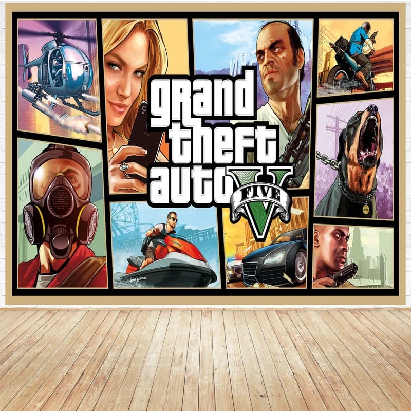 تابلو شاسی مدل گیمینگ طرح پوستر بازی game کامپیوتر ی محبوب GTA جی تی ای کد 1086 — تصویر ۲
