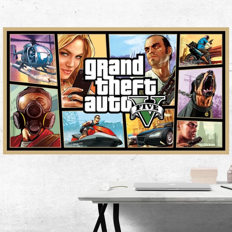 تابلو شاسی مدل گیمینگ طرح پوستر بازی game کامپیوتر ی محبوب GTA جی تی ای کد 1086 — تصویر ۵