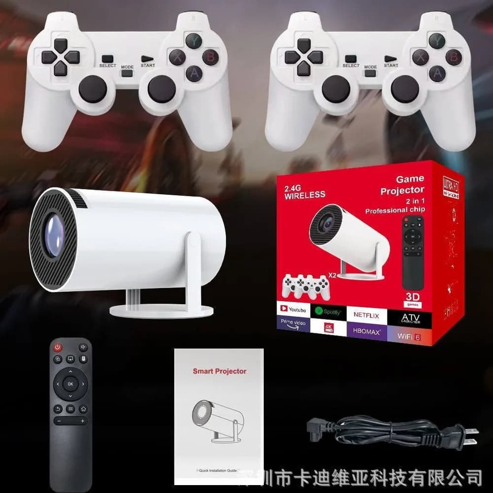گیم پد پروژکتور هوشمند اندروید11 5G Wifi مدل HY300 PRO پروژکتور قابل حمل 4K ا 3D Game Projector 2 in 1 HY300 PRO Professional Chip Retro Video Game Consoles (تک / عمده )