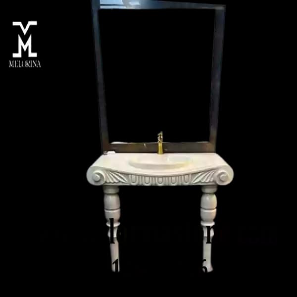 روشویی سنگی لاکچری سفید کد NJ-032