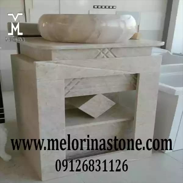 روشویی سنگی کوچک جدید آینه دار کد NJ-030 — تصویر ۴