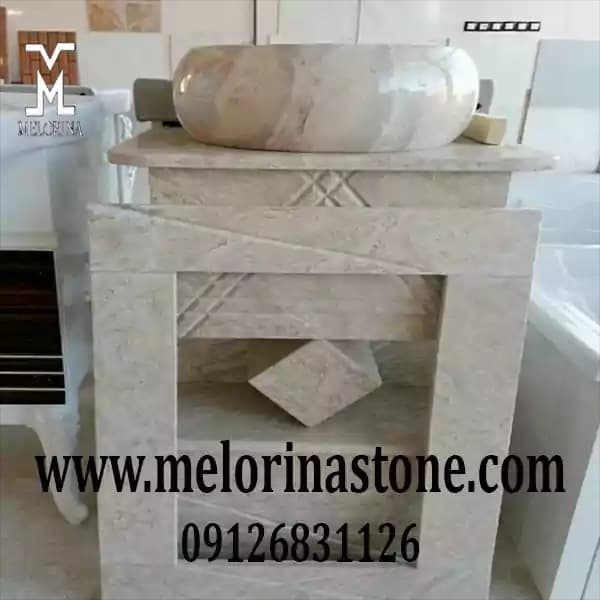 روشویی سنگی کوچک جدید آینه دار کد NJ-030 — تصویر ۳