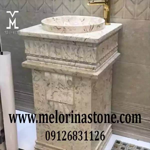 روشویی سنگی تک‌پایه دیپلمات مدرن کد NJ-029 — تصویر ۳