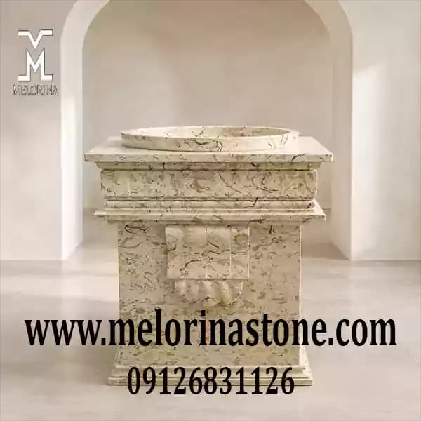 روشویی سنگی تک‌پایه دیپلمات مدرن کد NJ-029 — تصویر ۴