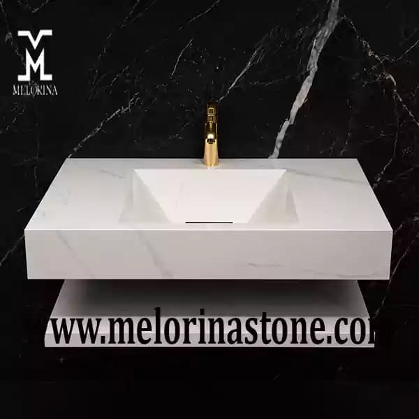 روشویی سرامیکی دیواری مدرن کوچک کد NJ-021 — تصویر ۳