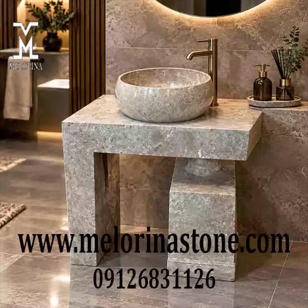 روشویی سنگی جدید مدل ال کد NJ011 — تصویر ۴