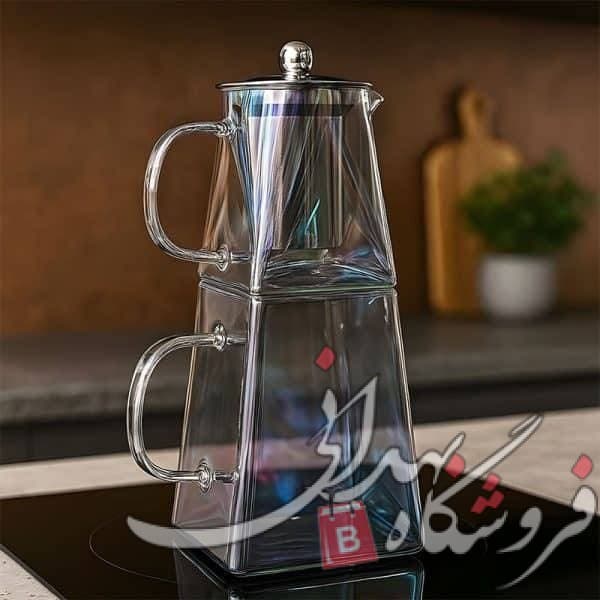 ست کتری و قوری پیرکس کف مربع دودی 624