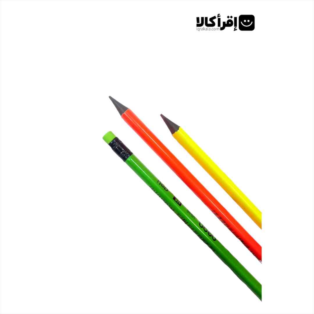 مداد مشکی پاکن دار HB deli neon بسته 12 عددی — تصویر ۲