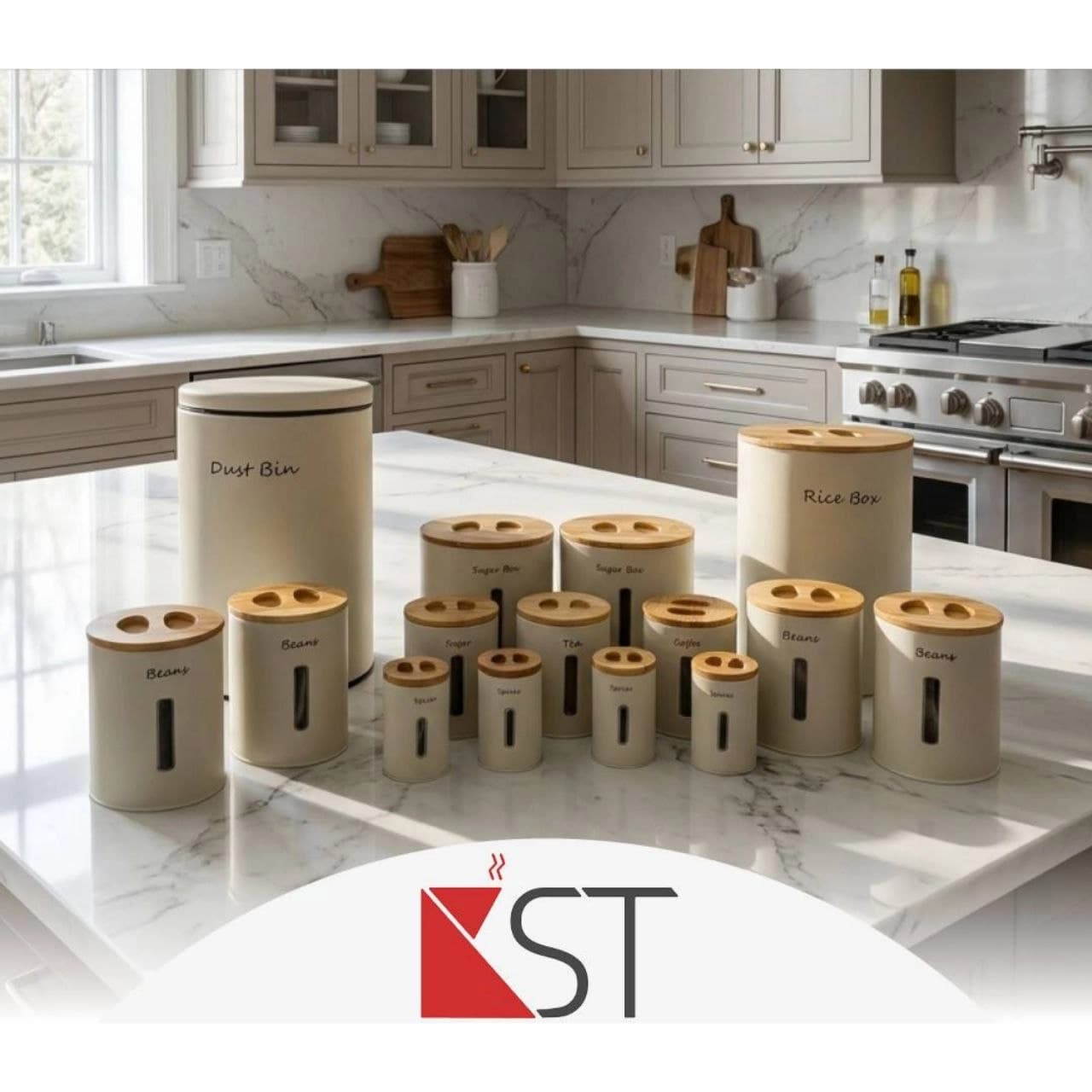 سرویس آشپزخانه 15 پارچه درب چوبی KST-6020 کی اس تی