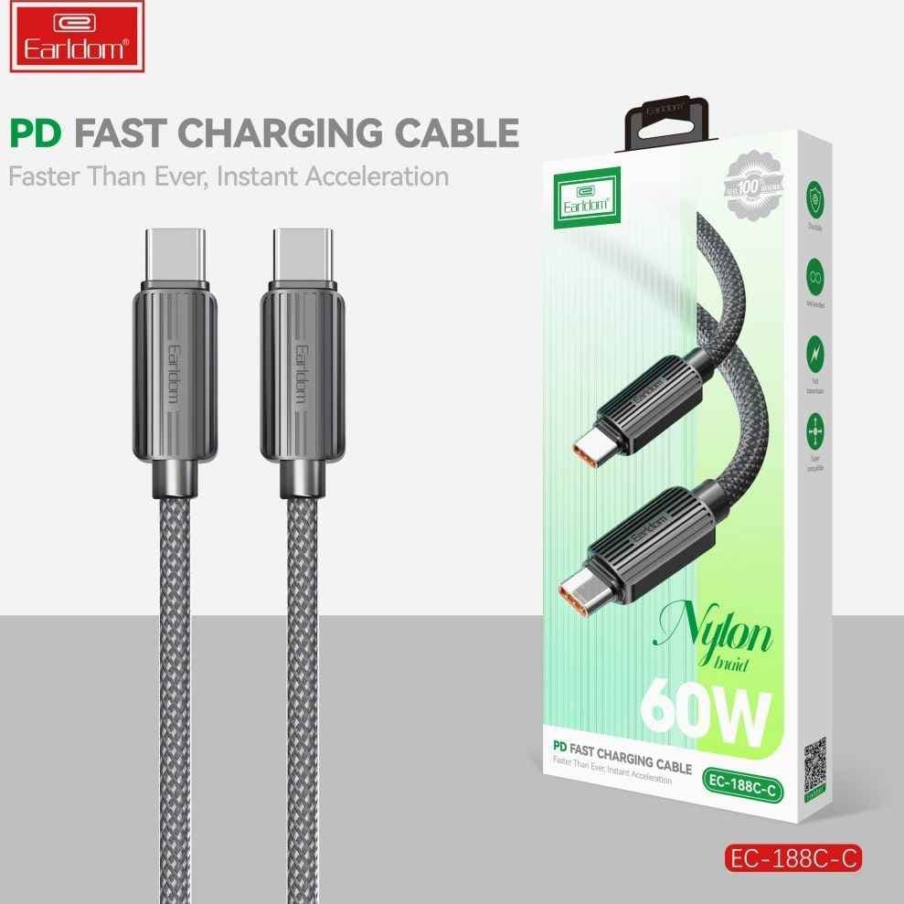 کابل تبدیل فست شارژ Earldom EC-188C-C Type-C To Type-C PD 60W — تصویر ۵